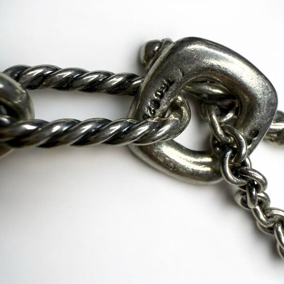 David Yurman Estate Sterling & 18k Paperclip Heart Size 7 Inch Bracelet - Picture 4 of 8